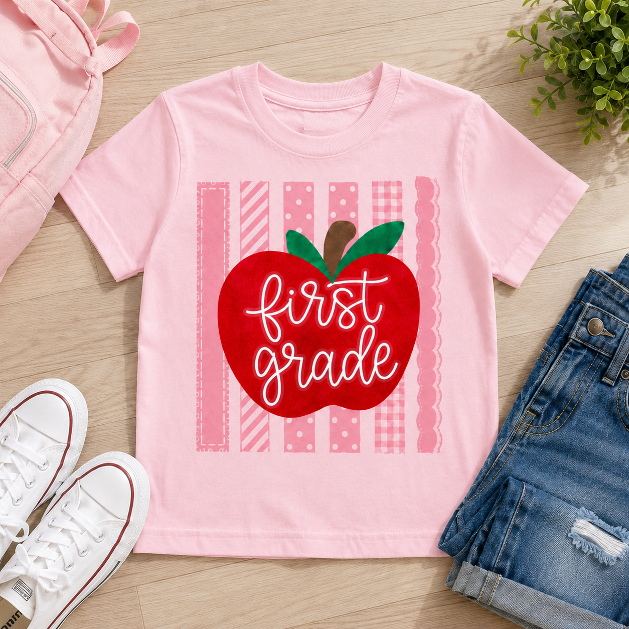 Apple First Day of School Tee, Back to School Grade Shirt for Girls Grade Kids Shirt
