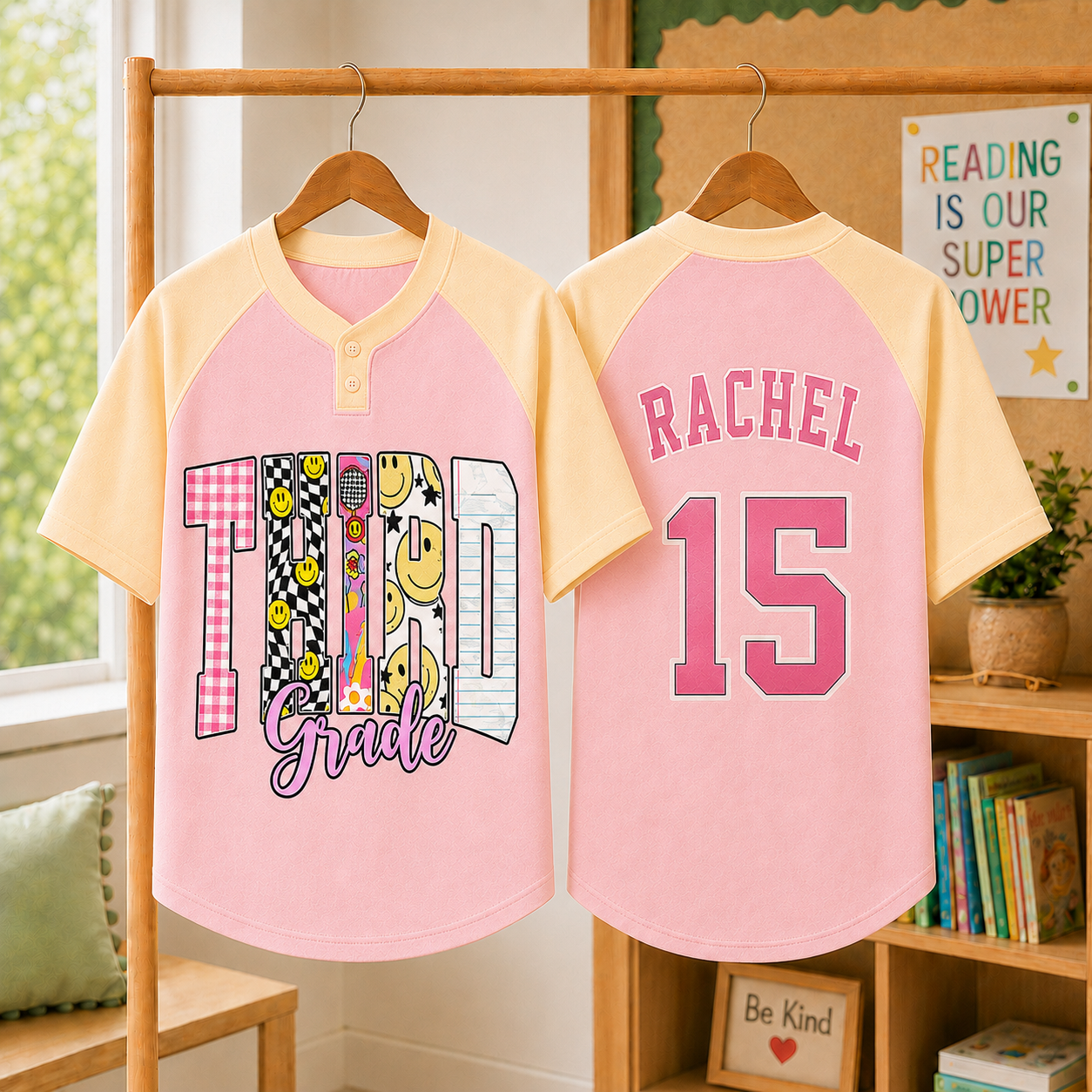 Custom Name and Grade Baseball Jersey, Personalized Youth Shirt, Back to School Kids Gift