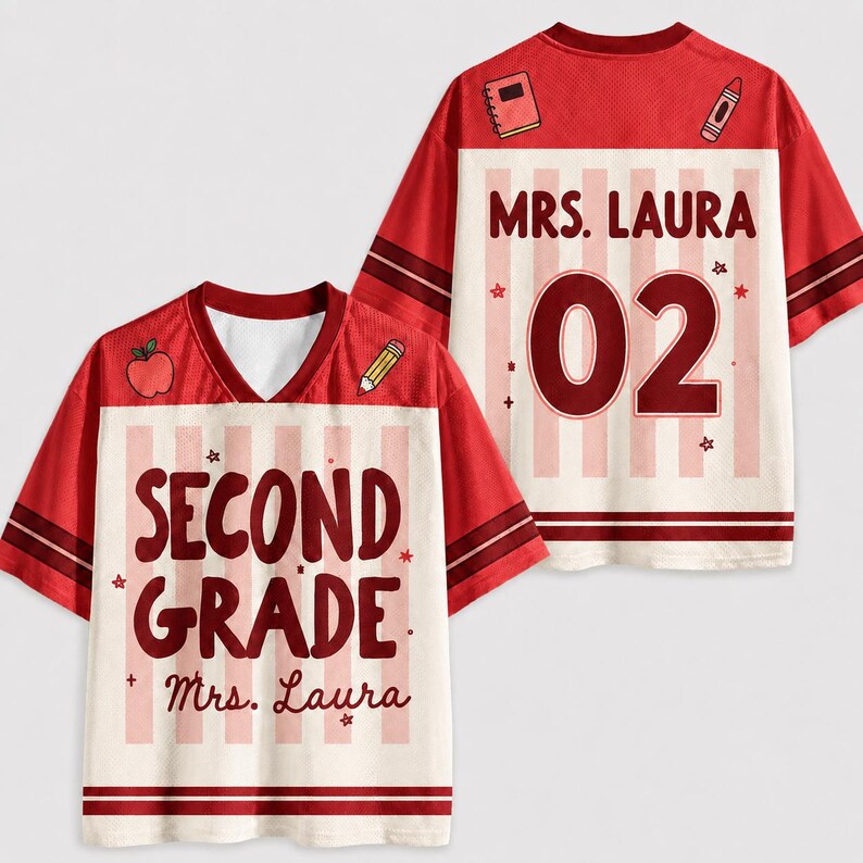 Custom Teacher Name Number Jersey, Back to School Sports Tee, Teacher Appreciation Gift