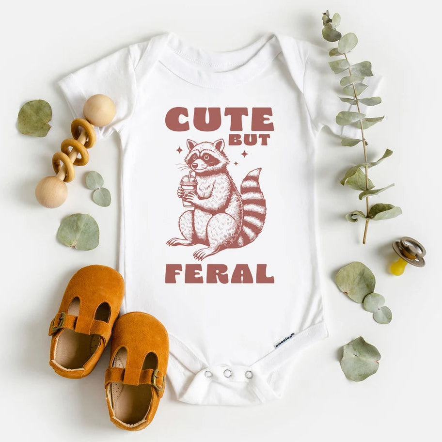 Kids Cute But Feral Raccoon Shirt