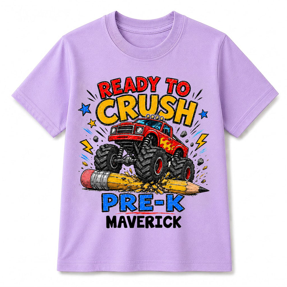 Ready To Crush Pre-K Monster Truck Shirt, Personalized Back To School Tee