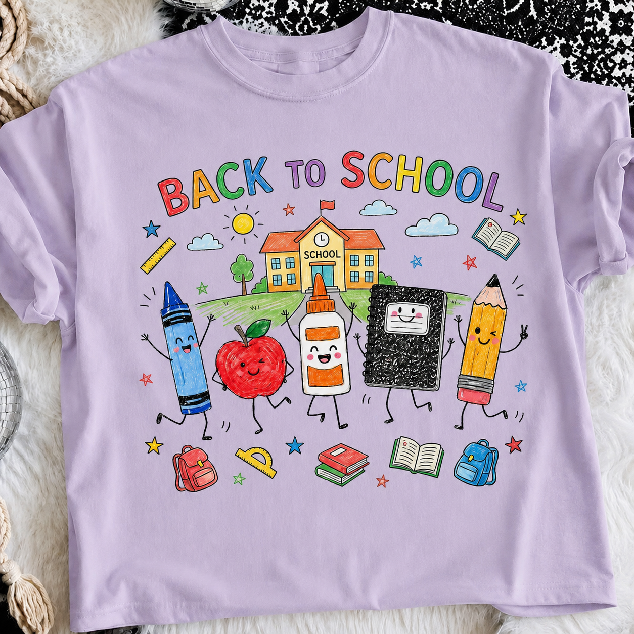 Cute Back to School Shirt, Kawaii School Supplies Graphic Tee, First Day of School Shirt for Teachers & Students