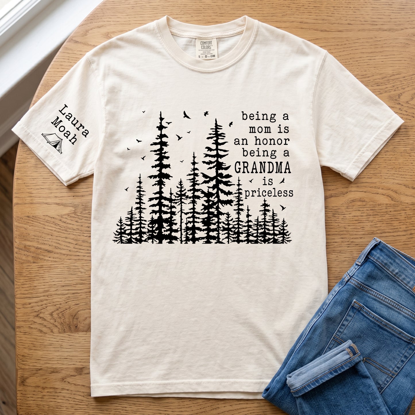 Personalized Grandma Comfort Color Shirt with Grandkids Names, Nature Lover Tee