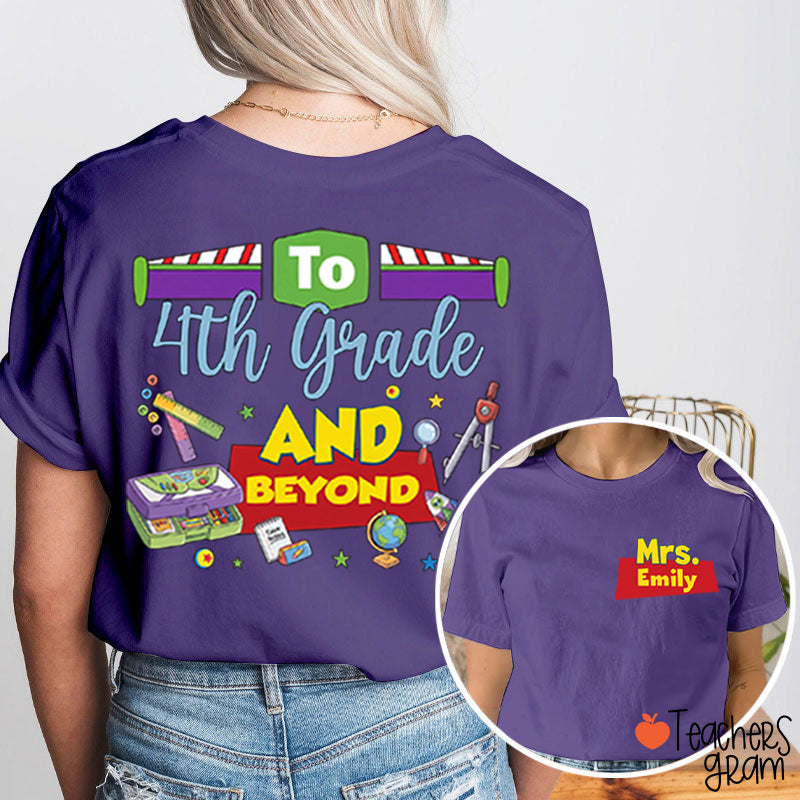 Personalized Name And Grade Teacher Story Beyond Teacher Two-Sided T-Shirt