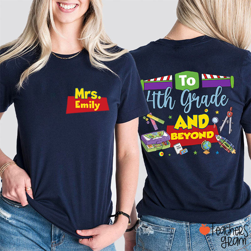 Personalized Name And Grade Teacher Story Beyond Teacher Two-Sided T-Shirt