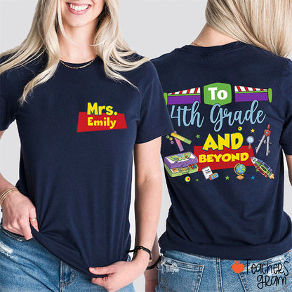 Personalized Name And Grade Teacher Story Beyond Teacher Two-Sided T-Shirt