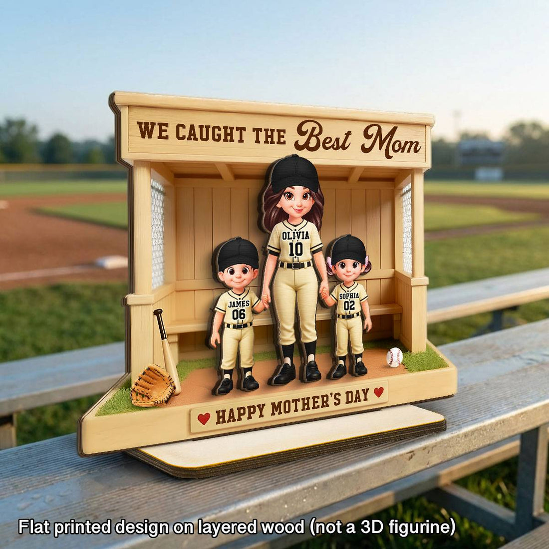 Eternal Love We Caught The Best Mom Happy Mother's Day - Personalized 2-Layered Wooden Plaque - Mother's Day Gift For Baseball Softball Mom
