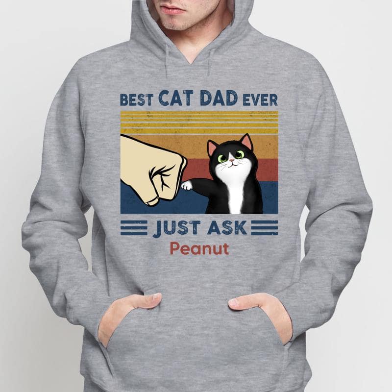 Perfect Gift for Cat Dads - Custom Cat Fist Bump - Personalized Shirt - Perfect Gift for Cat Dads