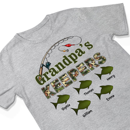 Grandpa‘s Keepers Camouflage Pattern Fishing - Personalized Shirt - Gift For Grandpa, Dad