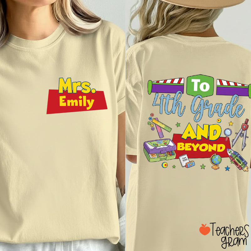 Personalized Name And Grade Teacher Story Beyond Teacher Two-Sided T-Shirt