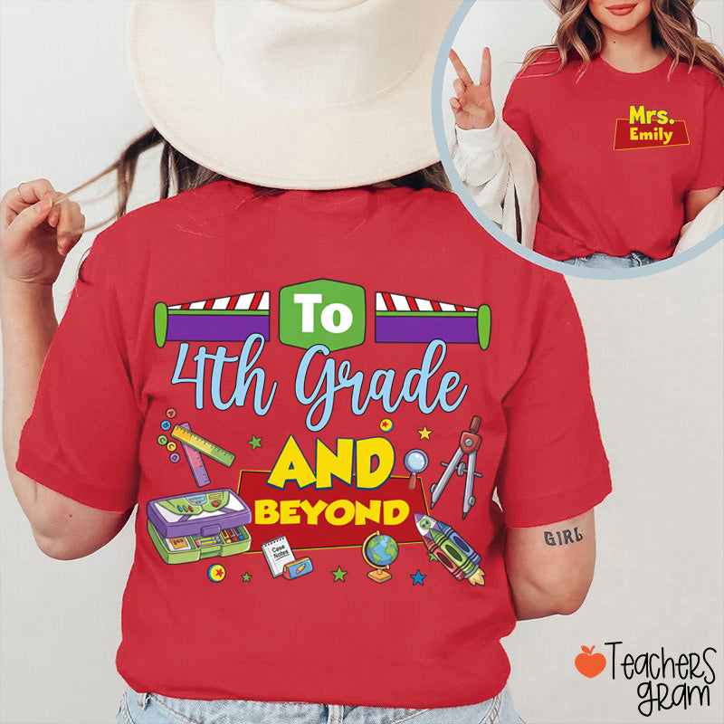 Personalized Name And Grade Teacher Story Beyond Teacher Two-Sided T-Shirt