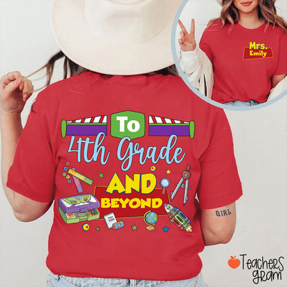 Personalized Name And Grade Teacher Story Beyond Teacher Two-Sided T-Shirt