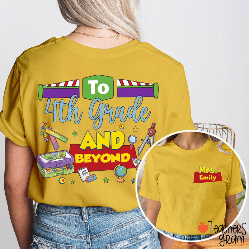 Personalized Name And Grade Teacher Story Beyond Teacher Two-Sided T-Shirt