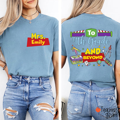 Personalized Name And Grade Teacher Story Beyond Teacher Two-Sided T-Shirt