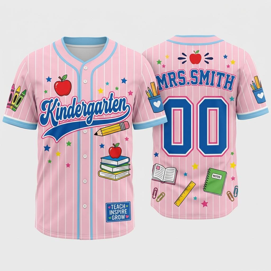 Personalized School Baseball Shirt with Name Elementary Teacher Gift