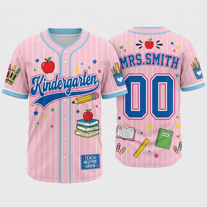 Personalized School Baseball Shirt with Name Elementary Teacher Gift