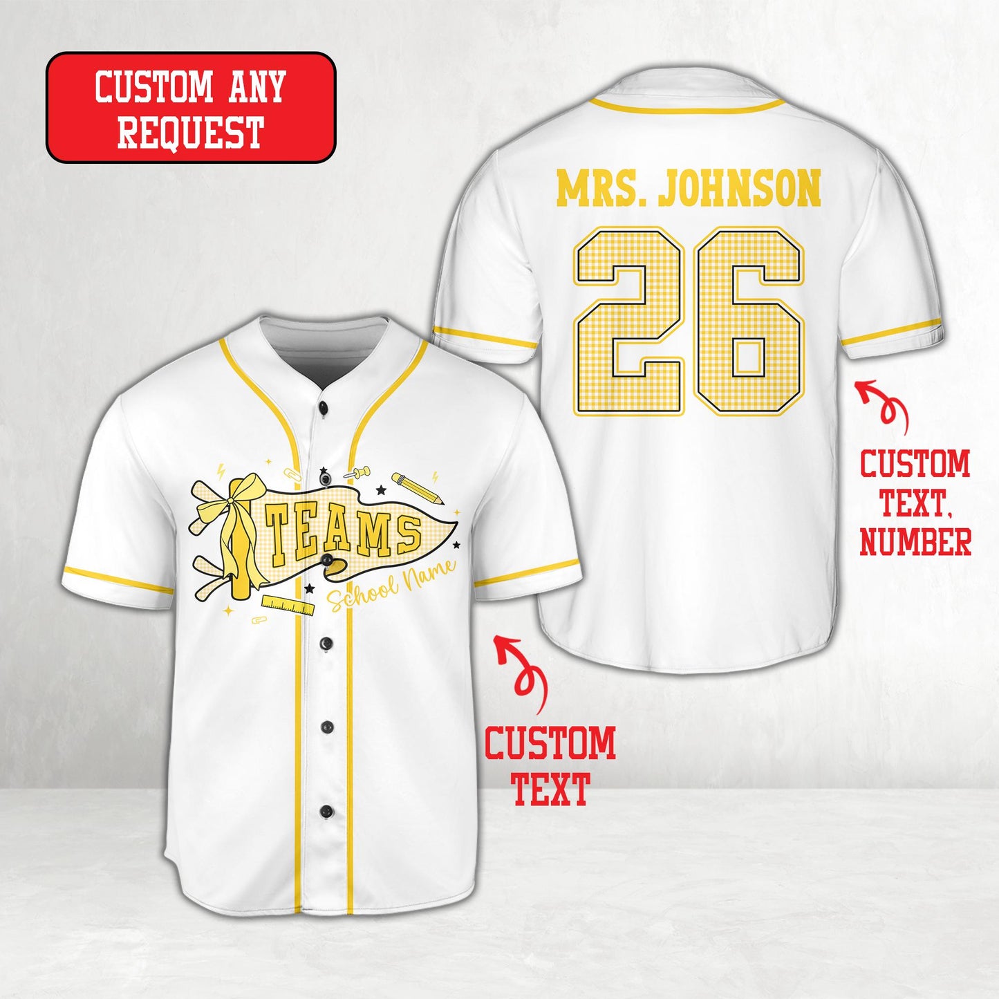 Personalized  School Staff Jersey Kindergarten Pre-K Grade Level Baseball Jersey