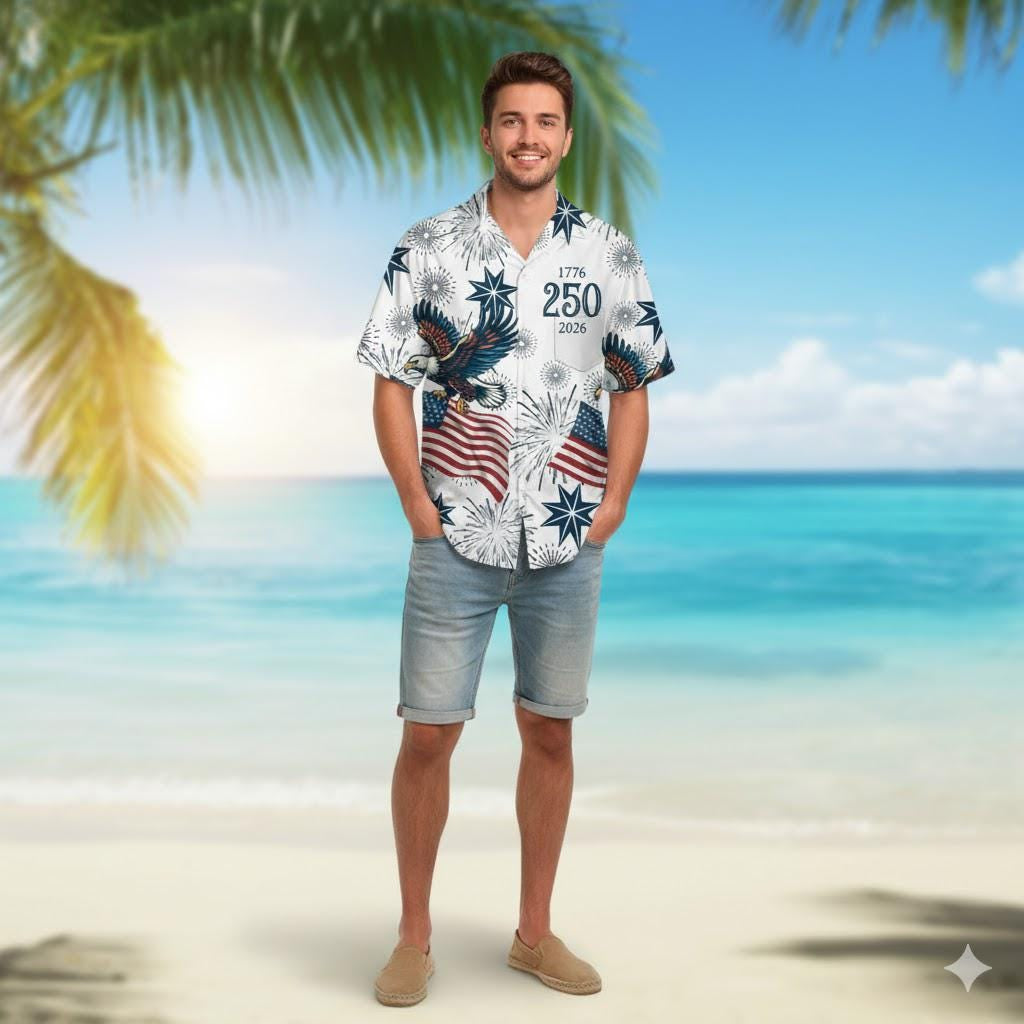 250 Years We The People Hawaiian Shirt, American Eagle Patriotic Aloha Shirt
