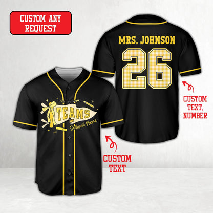 Personalized  School Staff Jersey Kindergarten Pre-K Grade Level Baseball Jersey