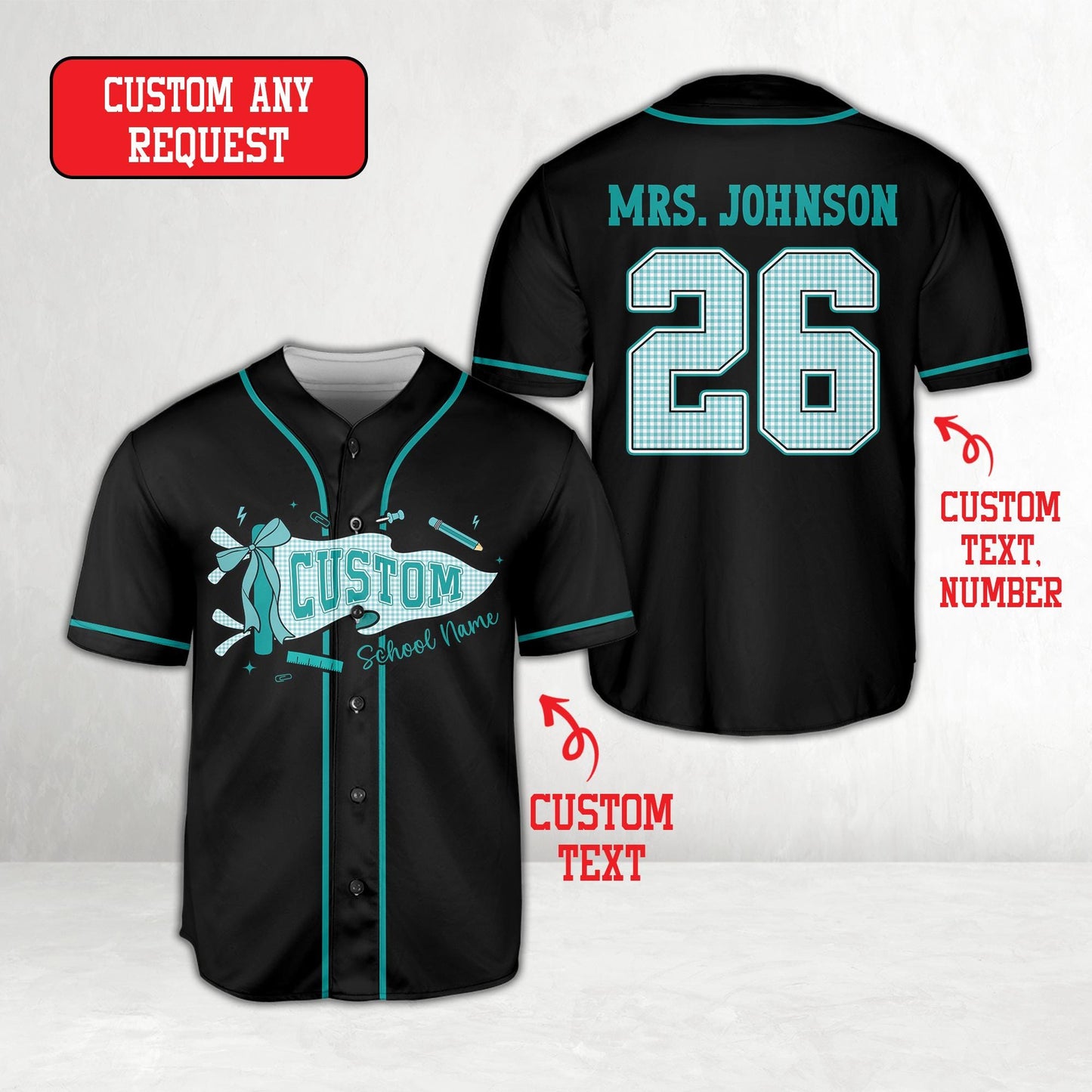 Personalized  School Staff Jersey Kindergarten Pre-K Grade Level Baseball Jersey