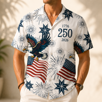 USA 250th Anniversary Hawaiian Shirt – American Eagle Patriotic Shirt