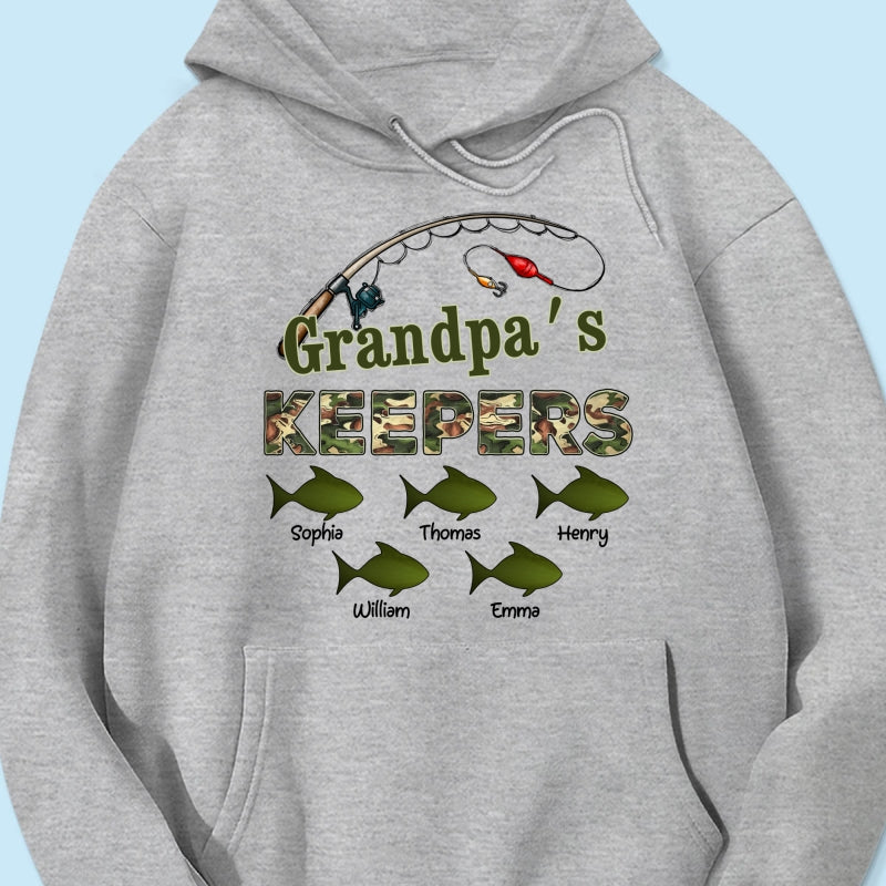 Grandpa‘s Keepers Camouflage Pattern Fishing - Personalized Shirt - Gift For Grandpa, Dad