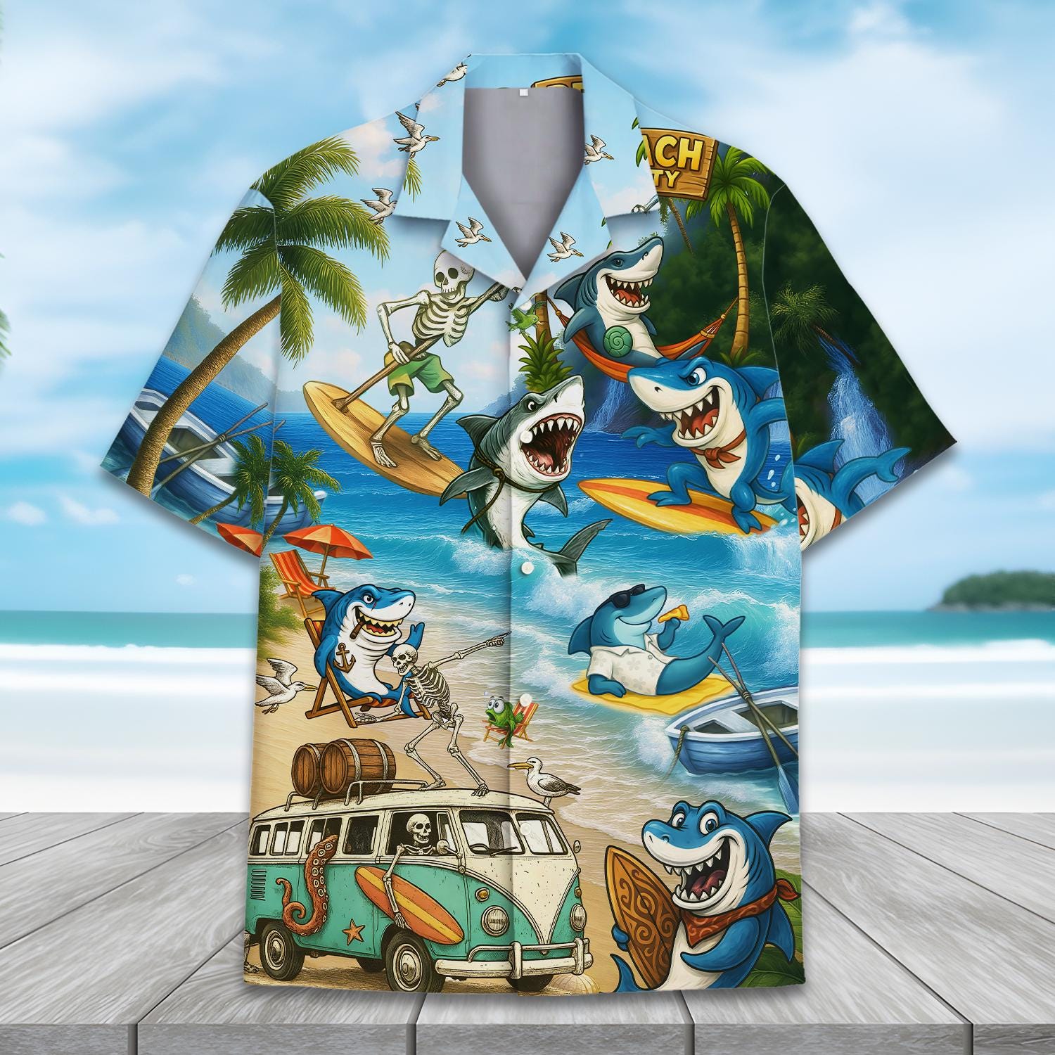 Shark Skeleton Hawaiian Shirt