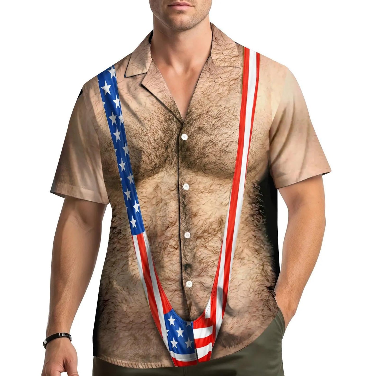 USA Flag Suspender Print Shirt