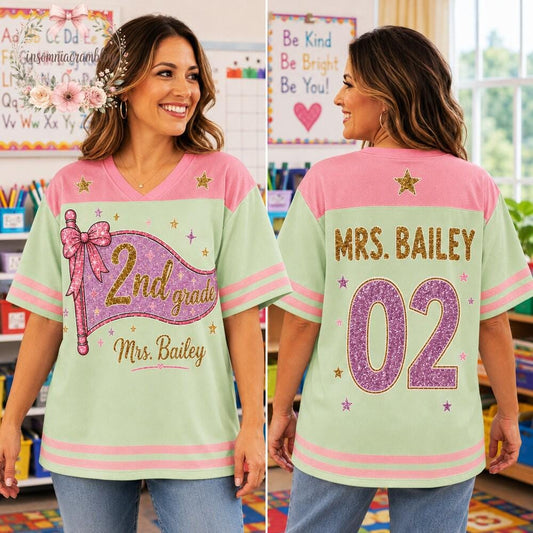 Personalized Grade Teacher Jersey Shirt