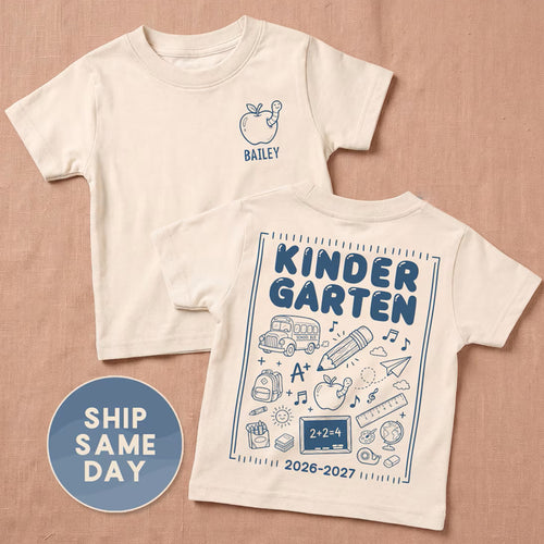 Personalized Kindergarten Shirt | First Day of School Tee for Kids