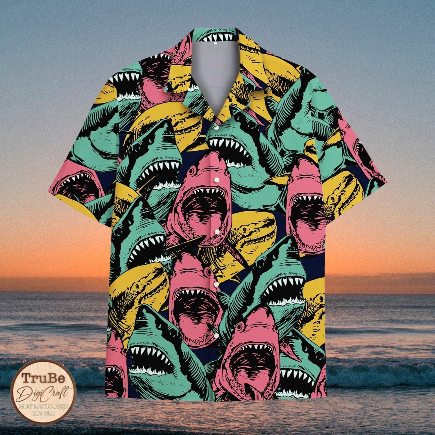 Colorful Shark Hawaiian Shirt