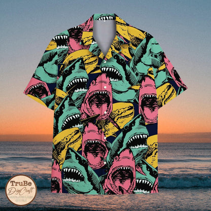 Colorful Shark Hawaiian Shirt