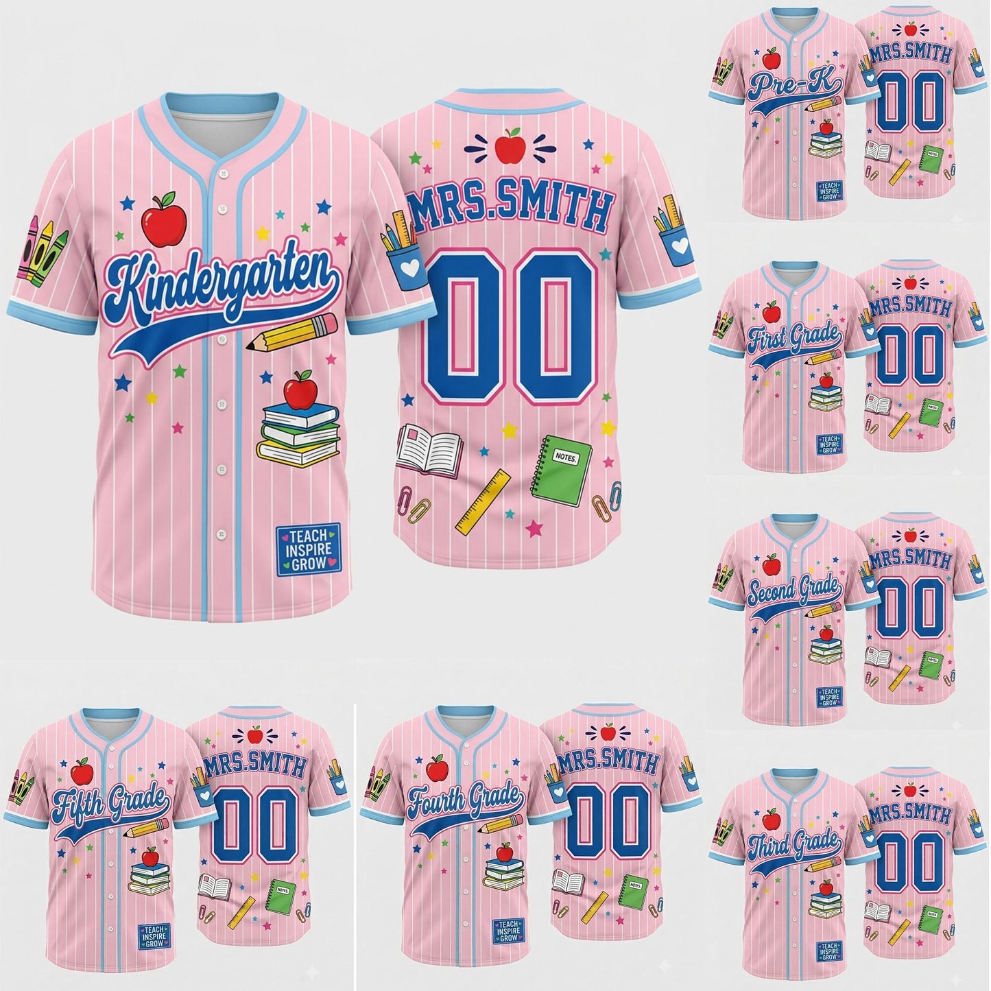 Personalized School Baseball Shirt with Name Elementary Teacher Gift