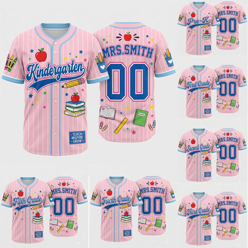 Personalized School Baseball Shirt with Name Elementary Teacher Gift