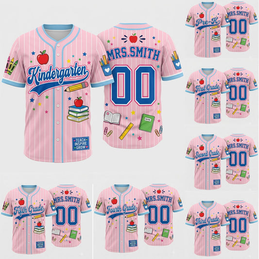 Personalized School Baseball Shirt with Name Elementary Teacher Gift