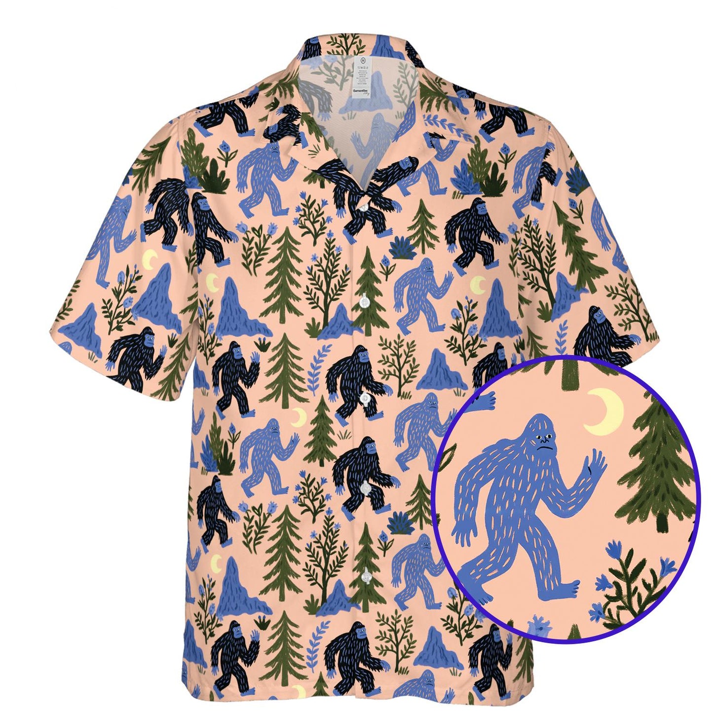 Bigfoot button seamless sasquatch hawaiian shirt