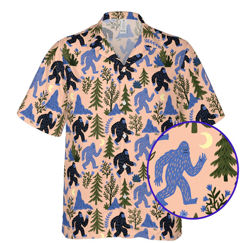 Bigfoot button seamless sasquatch hawaiian shirt