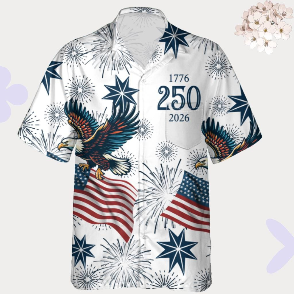 250 Years We The People Hawaiian Shirt, American Eagle Patriotic Aloha Shirt