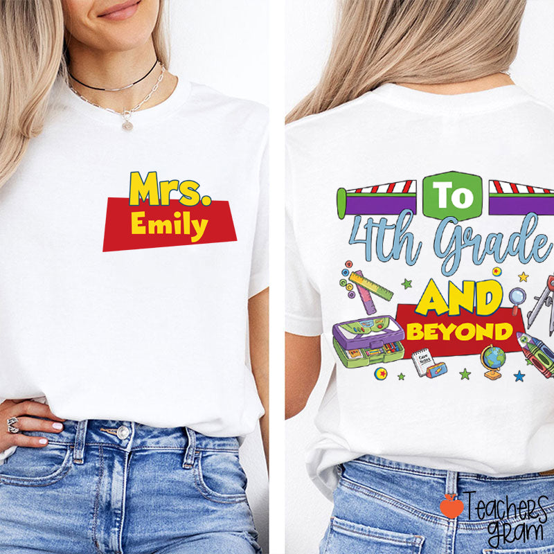 Personalized Name And Grade Teacher Story Beyond Teacher Two-Sided T-Shirt