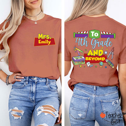 Personalized Name And Grade Teacher Story Beyond Teacher Two-Sided T-Shirt