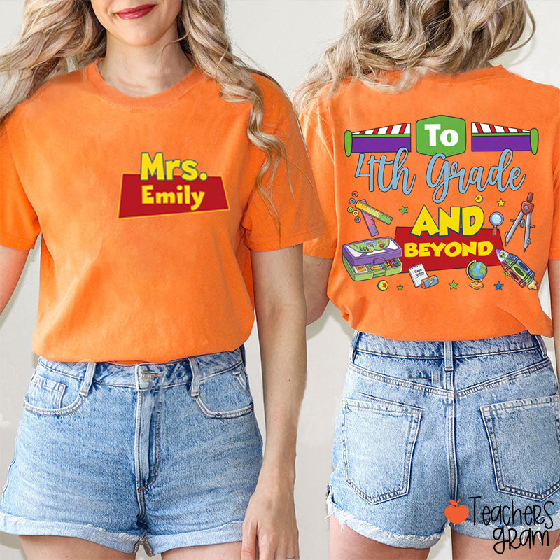 Personalized Name And Grade Teacher Story Beyond Teacher Two-Sided T-Shirt