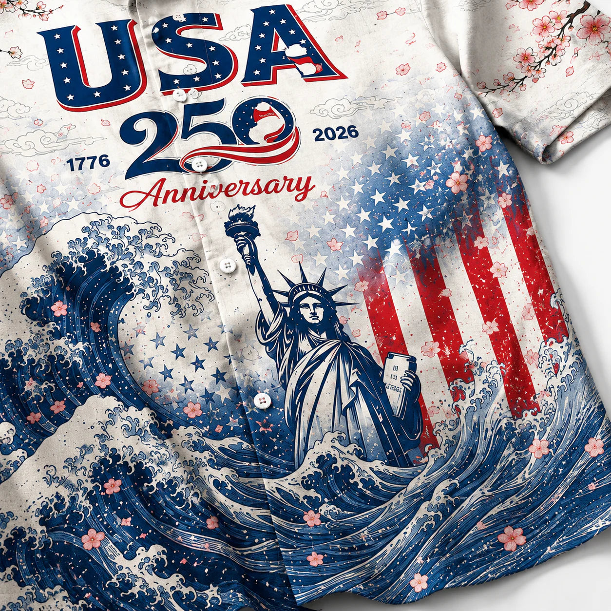 America 250 Liberty Wave Hawaiian Shirt