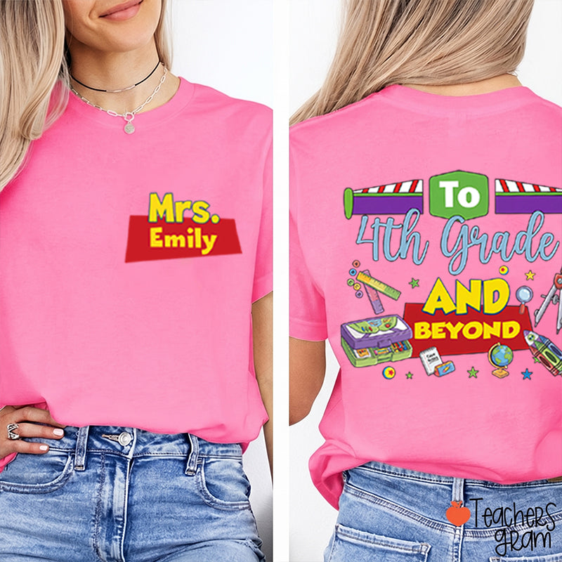 Personalized Name And Grade Teacher Story Beyond Teacher Two-Sided T-Shirt