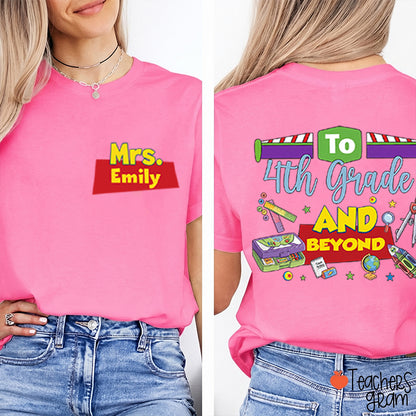 Personalized Name And Grade Teacher Story Beyond Teacher Two-Sided T-Shirt