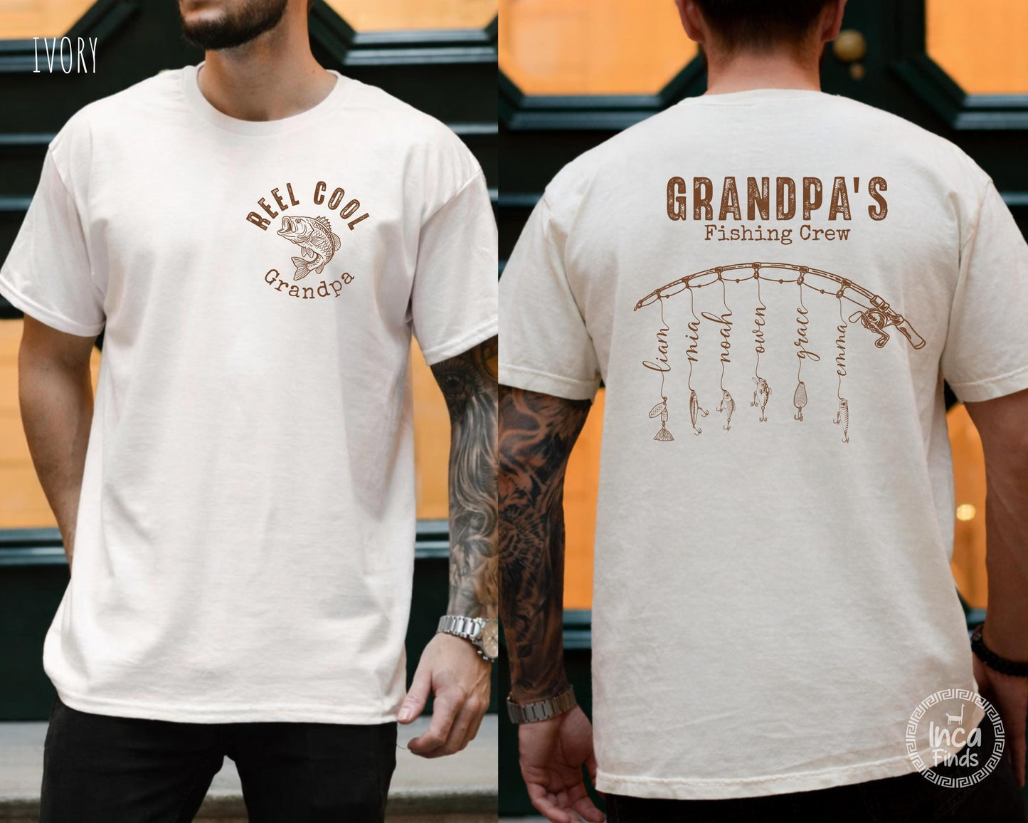 Grandpa Fishing Shirt With Grandkids Names