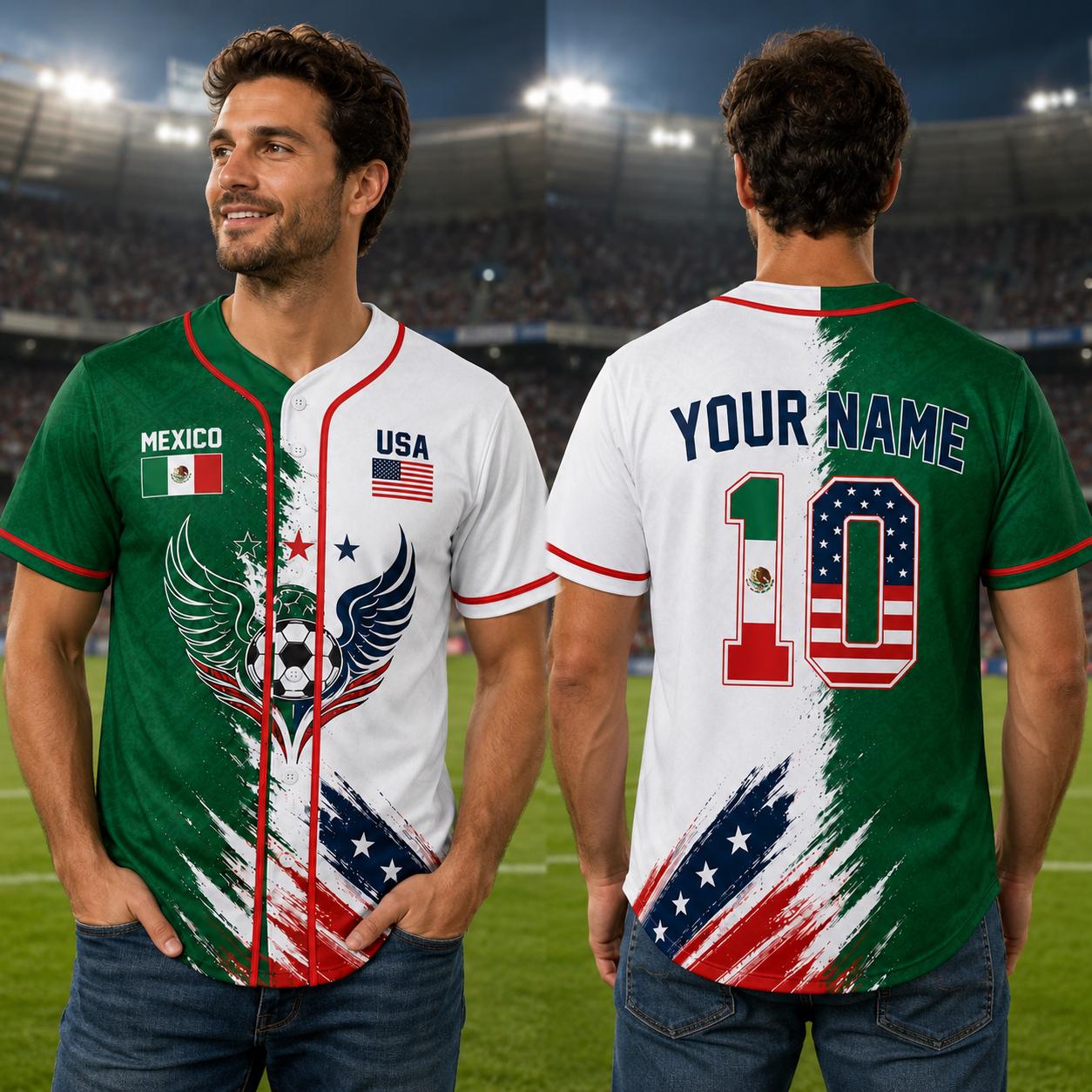 Half USA Half Mexico Baseball Jersey