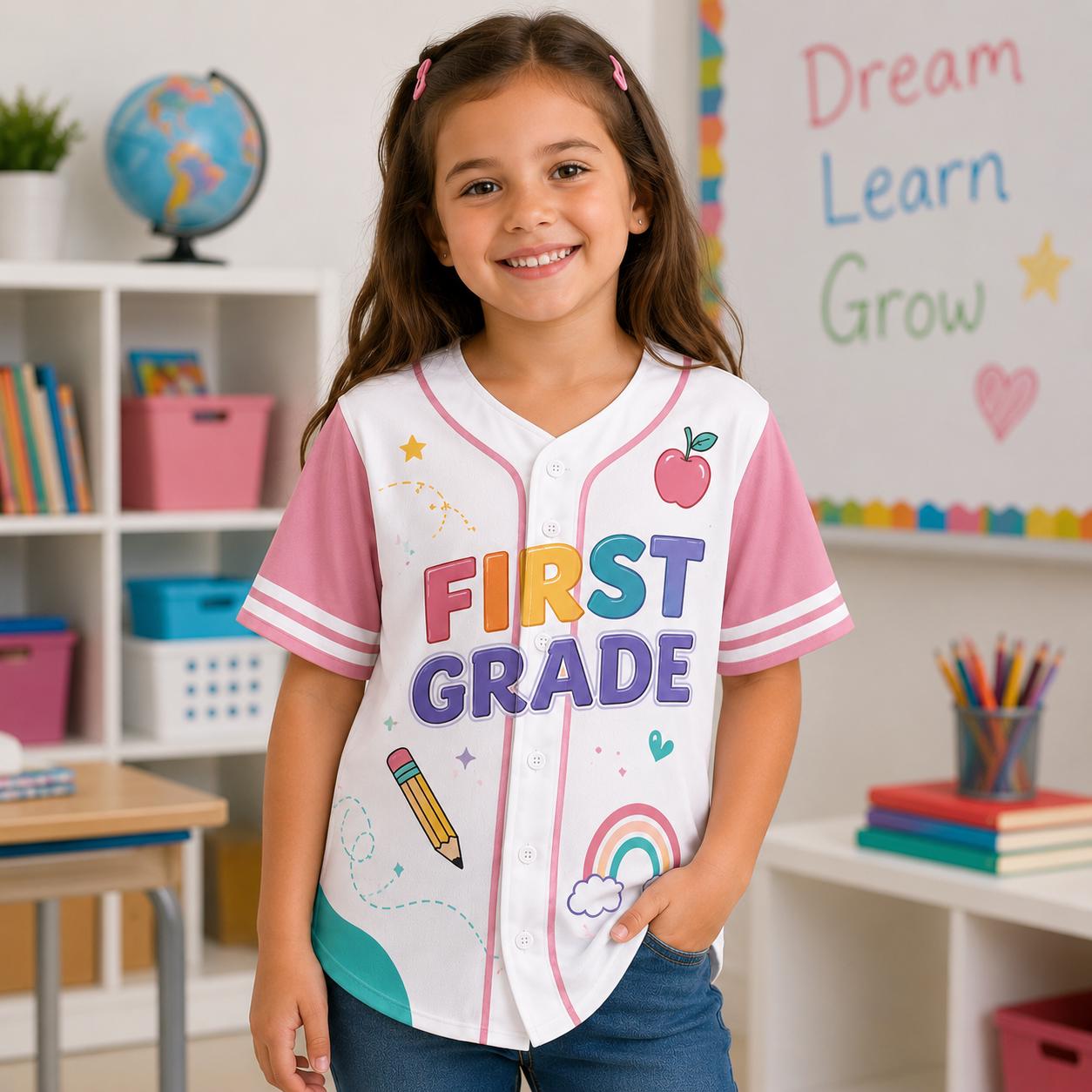 Personalized School Grade Baseball Jersey Gift for Kid