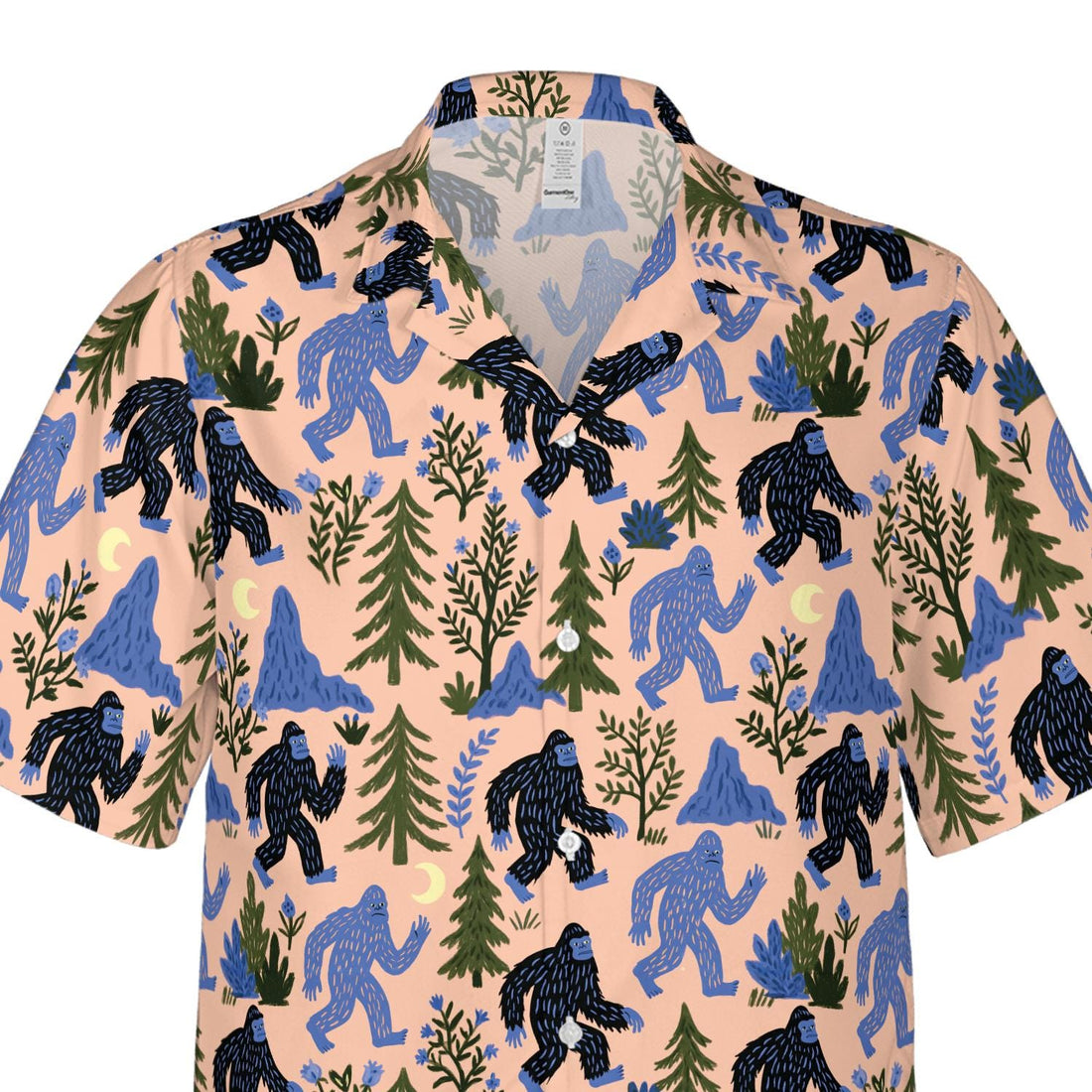 Bigfoot button seamless sasquatch hawaiian shirt