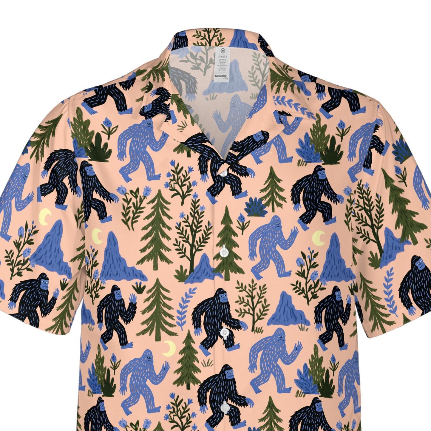Bigfoot button seamless sasquatch hawaiian shirt