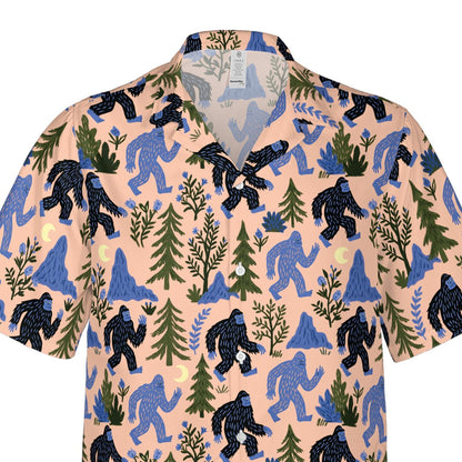Bigfoot button seamless sasquatch hawaiian shirt